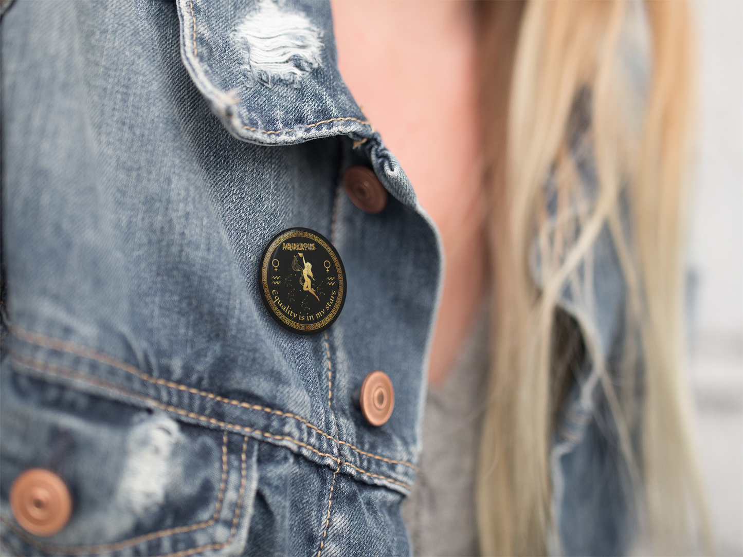 Aquarius Star Sign Feminist Pin, Astrology Lapel Pin, Cute Enamel Feminist Pin, Gifts for Feminists and Astrology Lovers