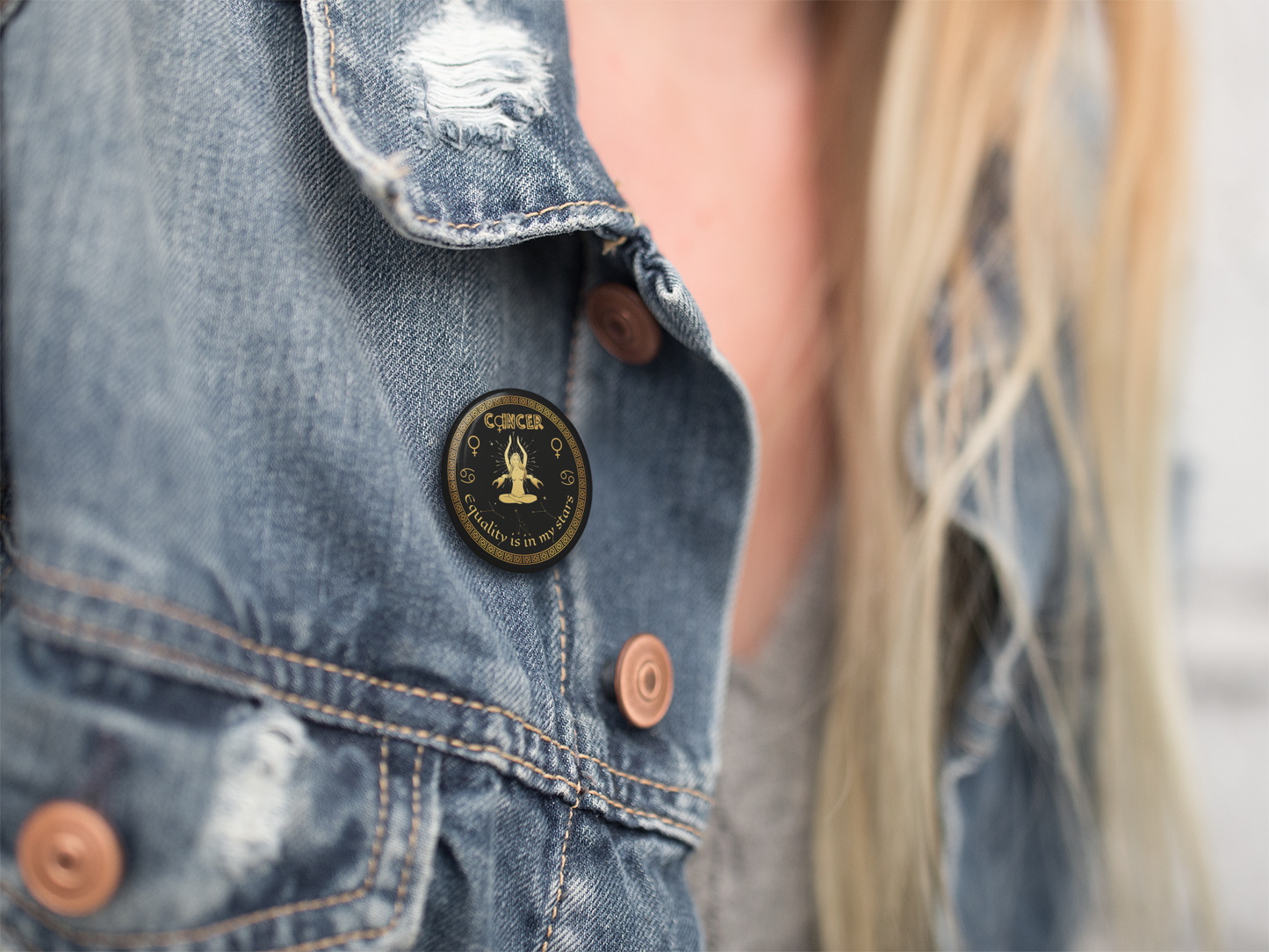 Cancer Star Sign Feminist Pin, Astrology Lapel Pin, Cute Enamel Feminist Pin, Gifts for Feminists and Astrology Lovers